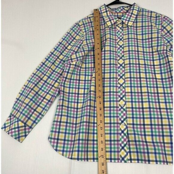 Talbots button down shirt Women's long sleeve pastel check top size XL Cotton - Picture 3 of 6